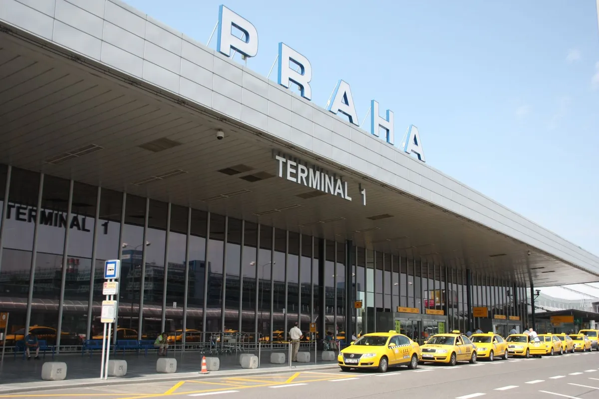 Taxis outside an airport terminal