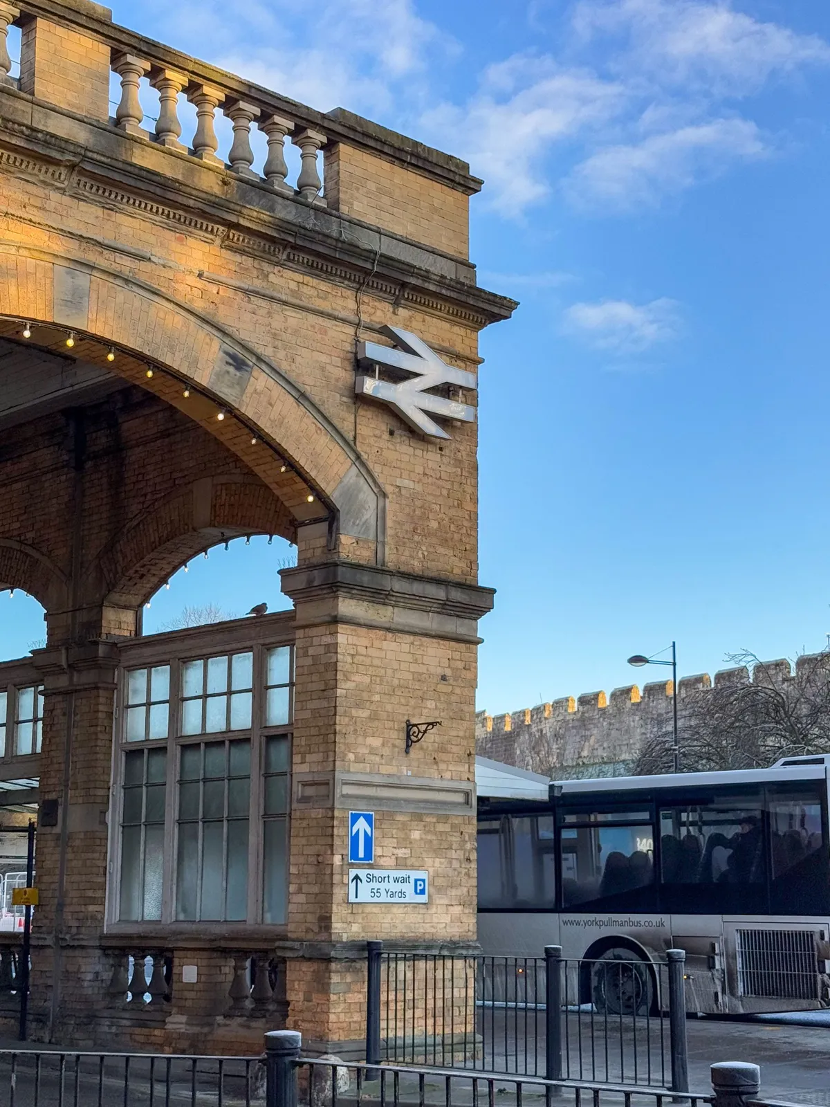 Historic brick railway station entrance