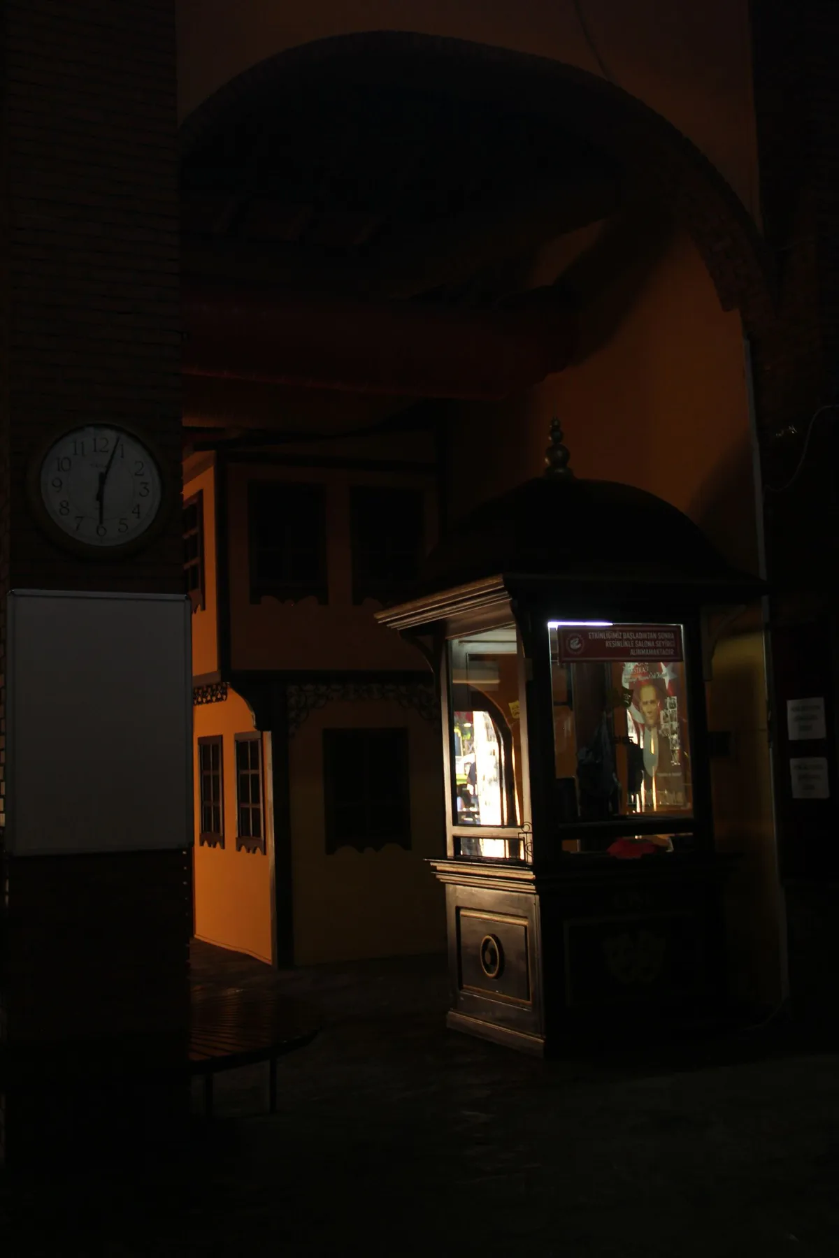 A ticket booth at a museum entrance