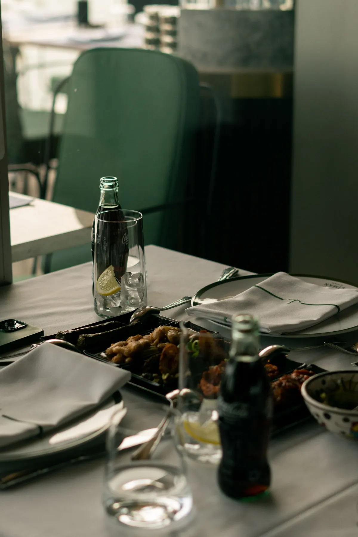 A meal served at a restaurant table