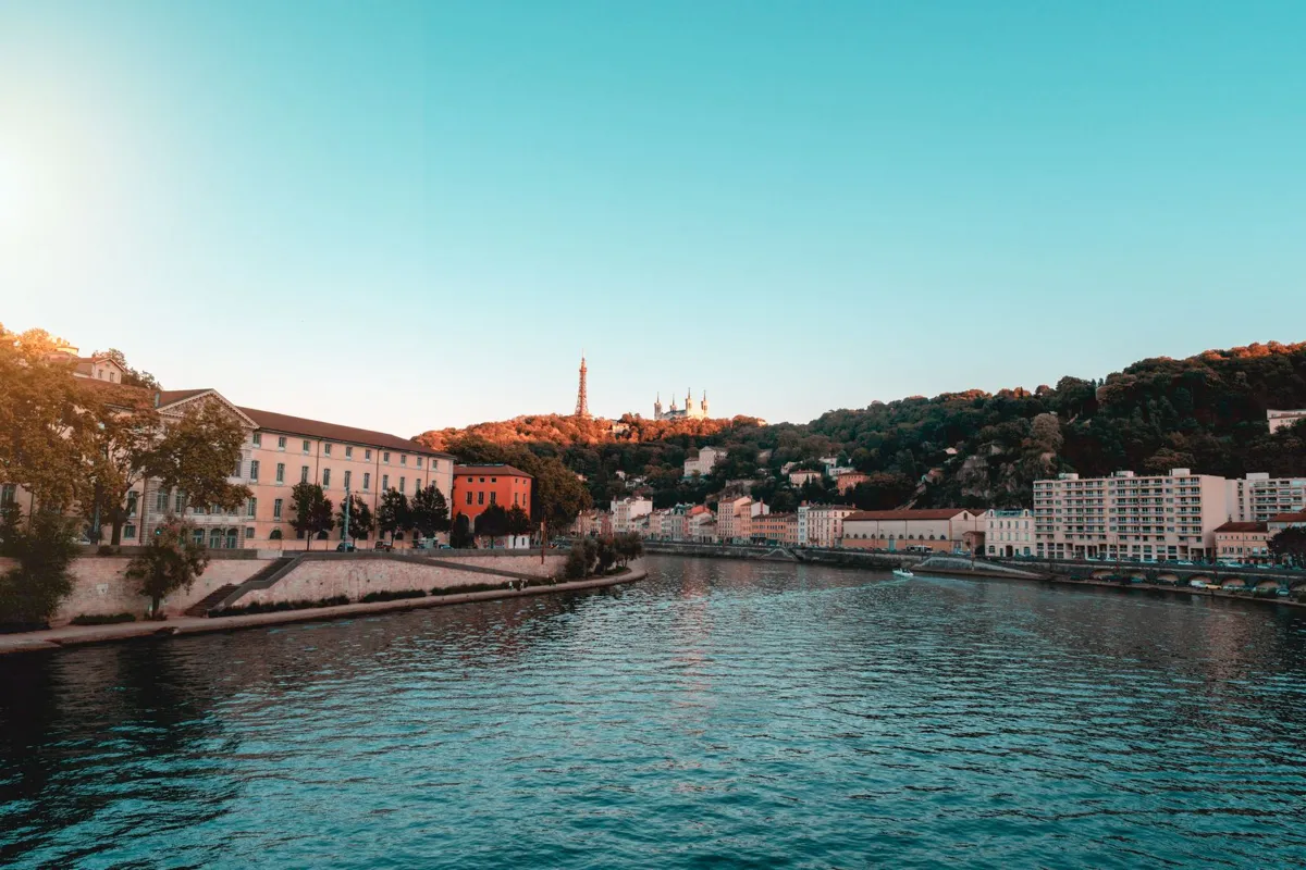 Historic riverside buildings in Lyon