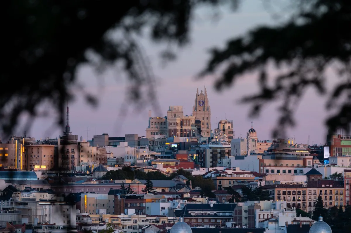 Madrid skyline in evening light