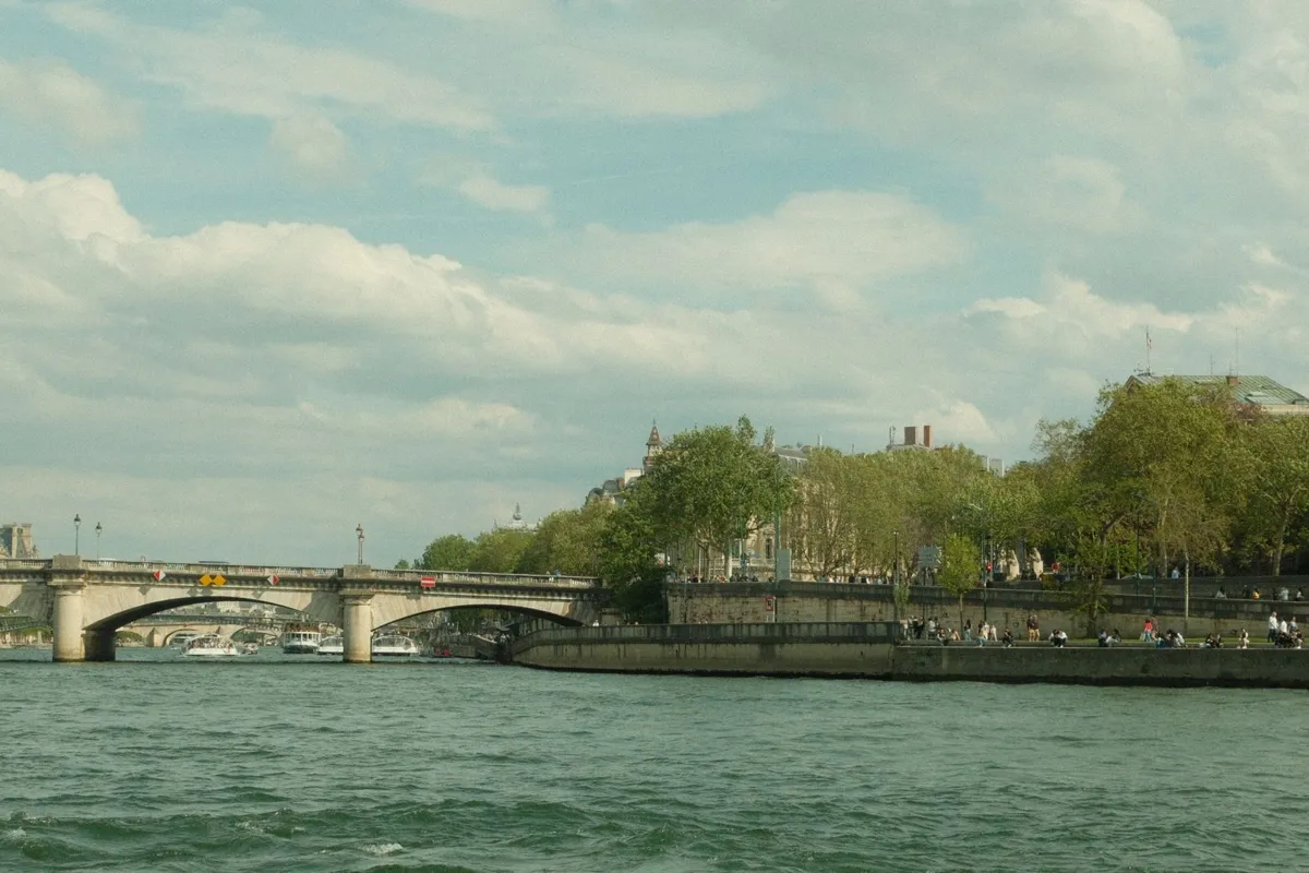 Parisian buildings and a bridge along the Seine