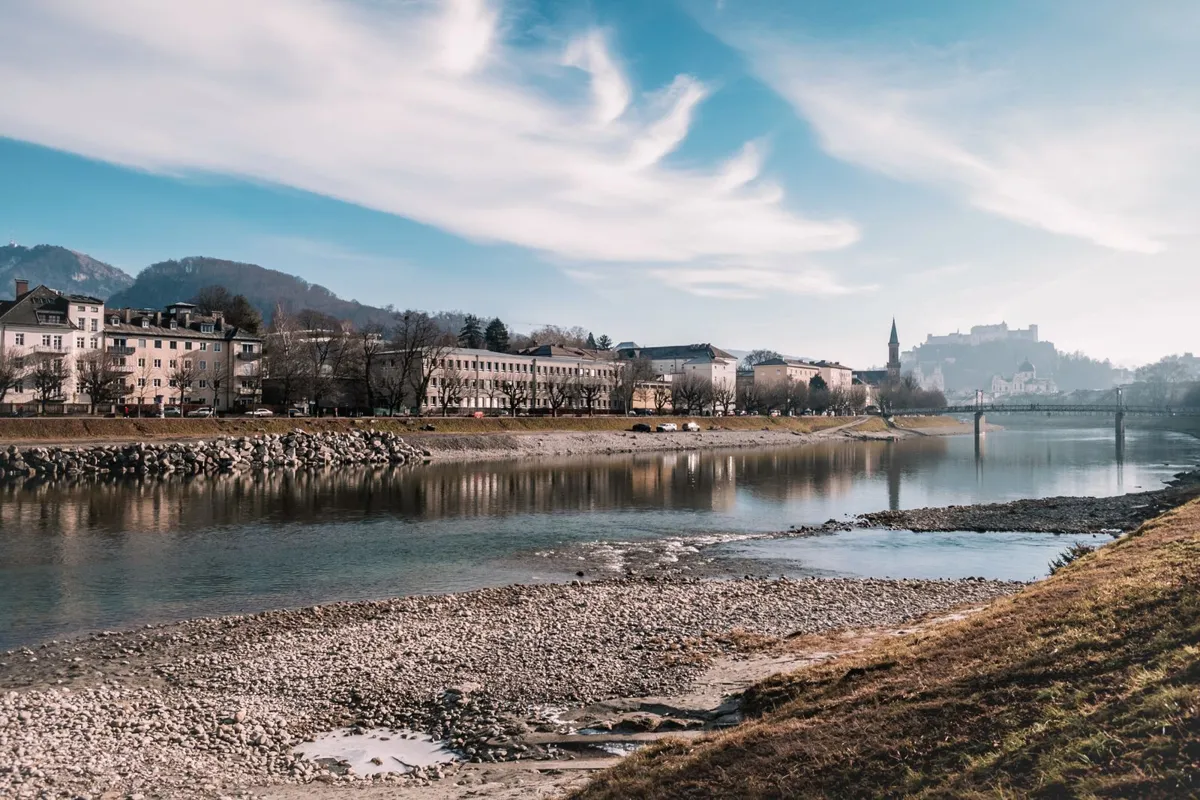 Salzburg and its hilltop fortress beside the Salzach