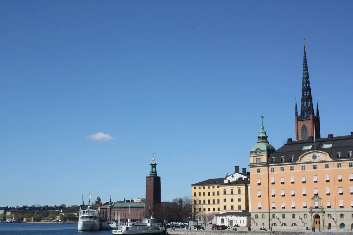 Historic Riddarholmen waterfront in Stockholm